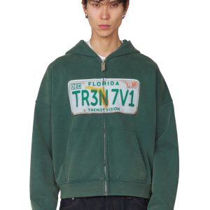 Trendt Vision License Plate Zip Hoodie Forest Green