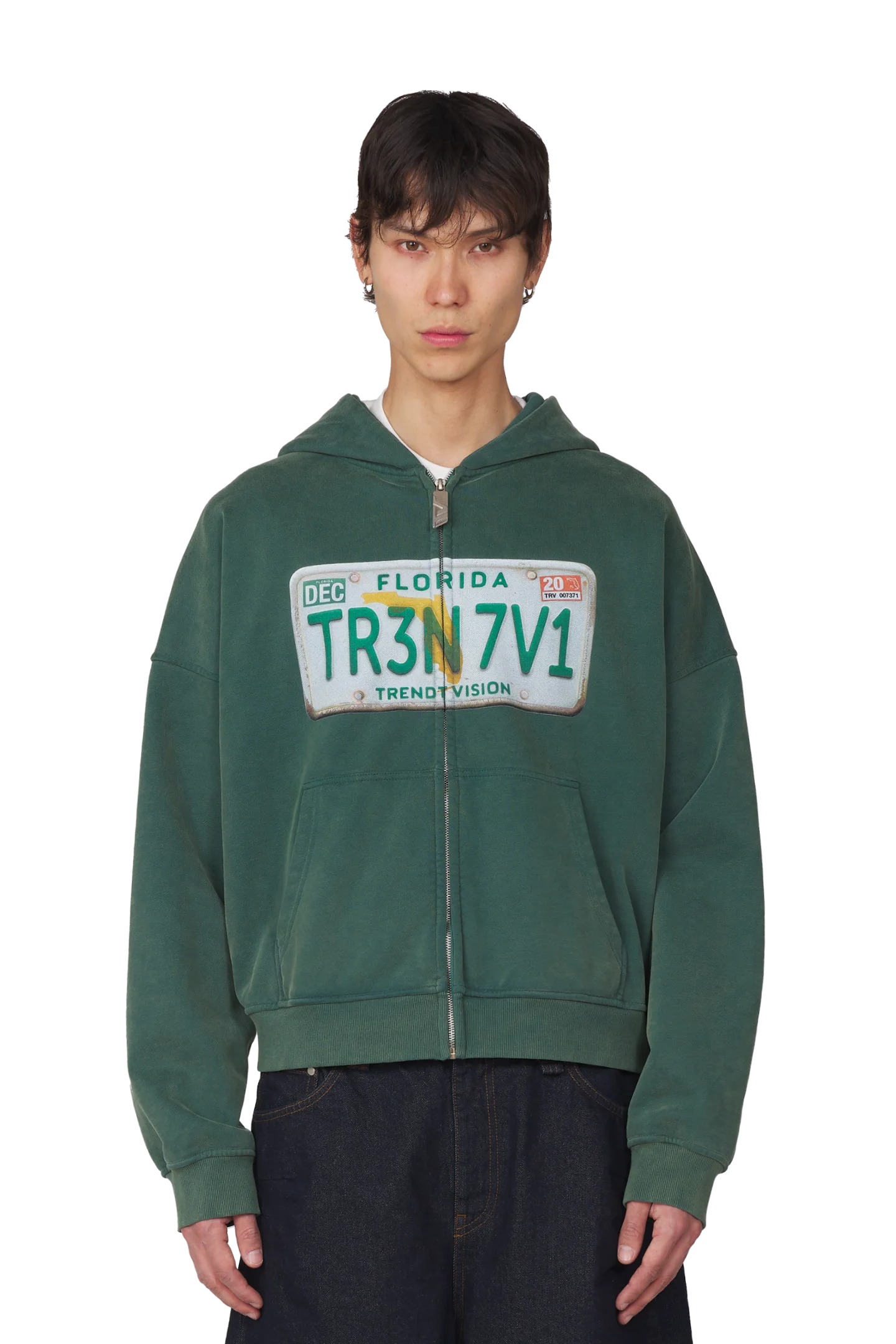 Trendt Vision License Plate Zip Hoodie Forest Green Trendt Vision License Plate Zip Hoodie Forest Green