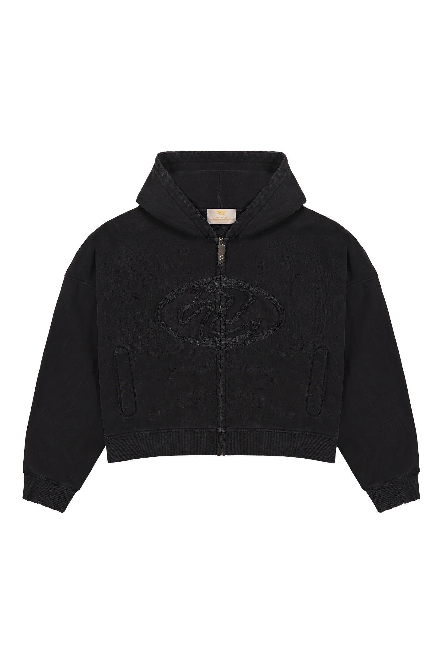 Black Patched Logo Zip Hoodie Black Patched Logo Zip Hoodie