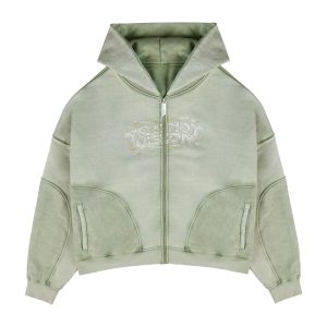 Trendt Vision Green Zip Hoodie