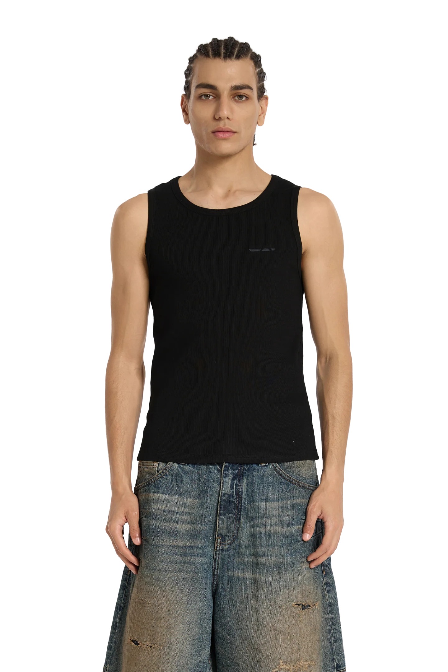 Trendt Vision Ribbed Tank Top Black Trendt Vision Ribbed Tank Top Black